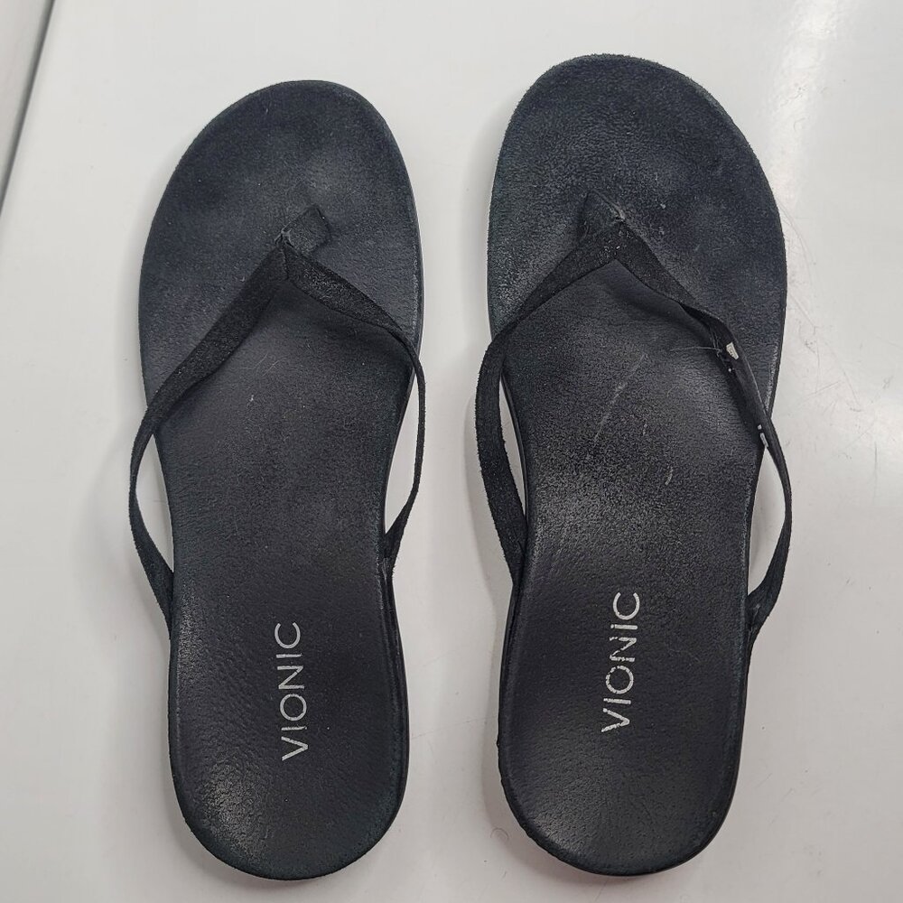 Vionic Orthaheel Womens 344 Corfu‎ Size 9 Black Velvet Thong Flip Flops Sandals - Picture 5 of 8